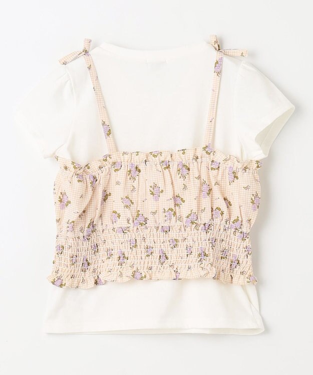 ANY KIDS キャミソール ドッキング Ｔシャツ ホワイト×ギンガムチェック