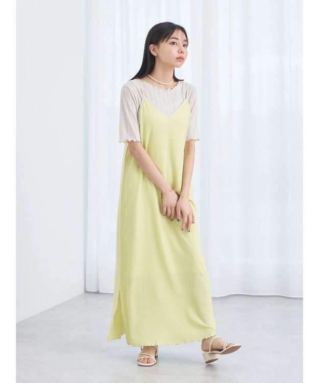 earth music&ecology ＳＥＴ２点配色キャミワンピース＋メローインナー Lemon Yellow