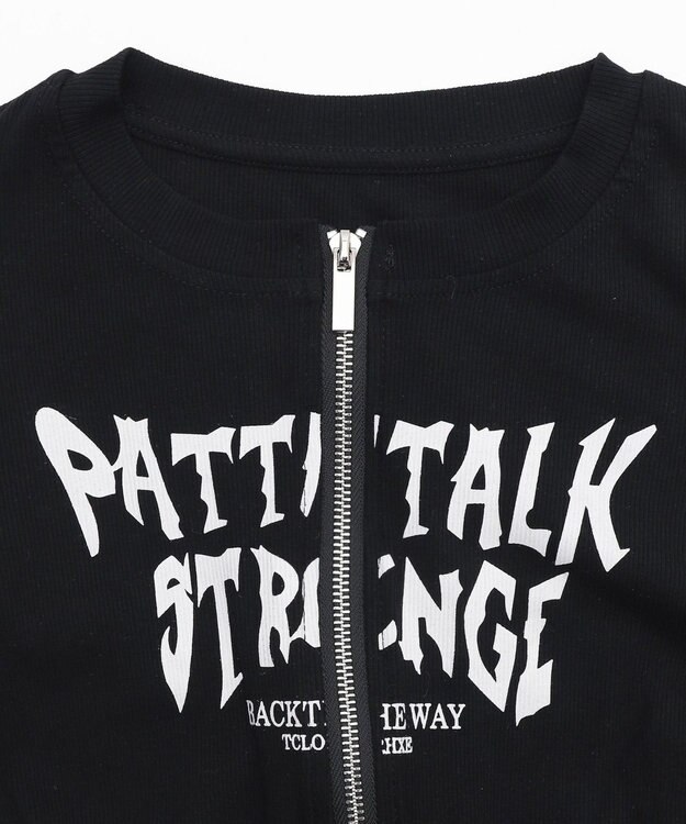 WEGO グラフィックロゴWジップSSトップス ブラック