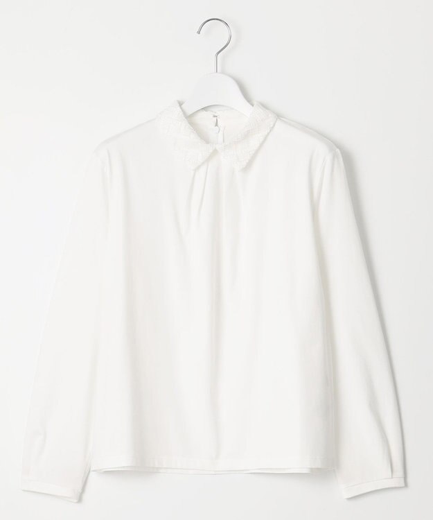 J.PRESS LADIES プレーティングジャージー レース襟 カットソー ホワイト系