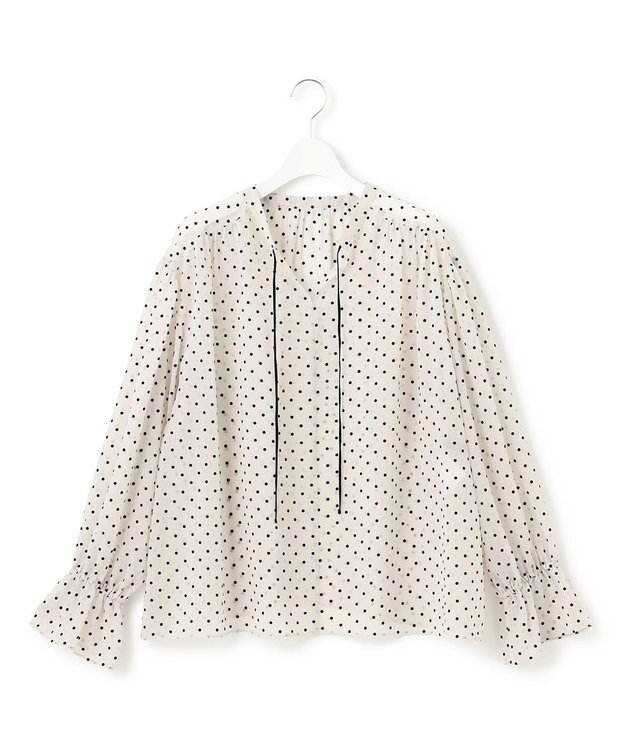 23区 【洗える】クレープドットフロッキー ブラウス ベージュ系