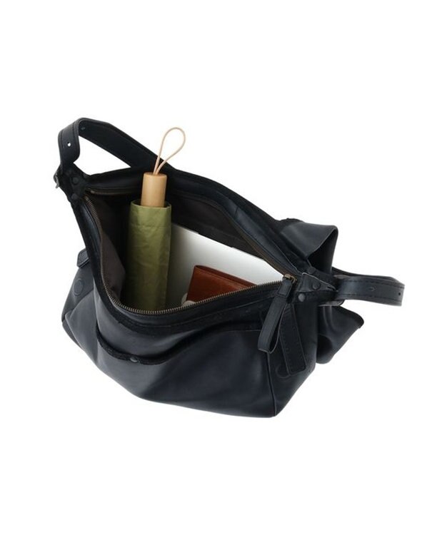 genten ホースレザーバッグA4ショルダー ダークグレー