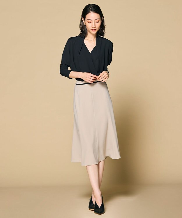 BEIGE， OLIVE / カシュクールロングスリーブブラウス Black