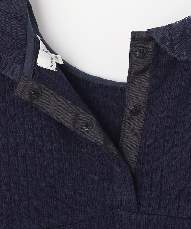 組曲 KIDS 【150-160㎝】バイカラーニットソー ワンピース ネイビー系