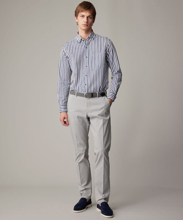 JOSEPH ABBOUD 【キングサイズ・ストレッチ・イージーケア】ジャージーストライプシャツ サックスブルー系1