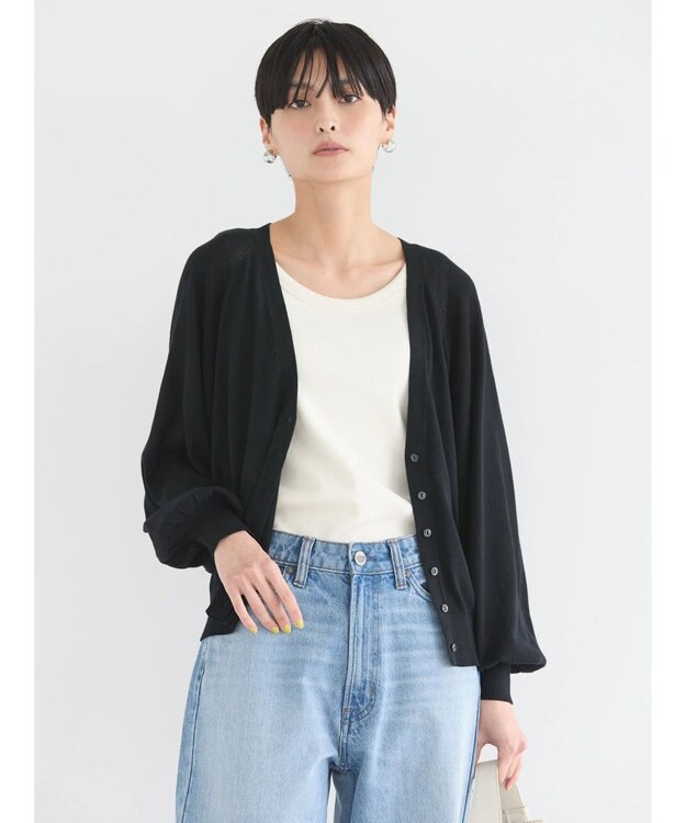 AMERICAN HOLIC 袖ボリュームショートニットカーディガン Black