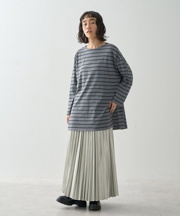 AMERICAN HOLIC ボーダーカットＢＩＧプルオーバー Gray