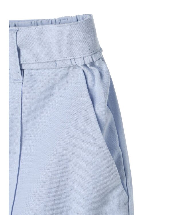 Green Parks 綿麻混バックルベルト付テーパードパンツ Grayish Blue