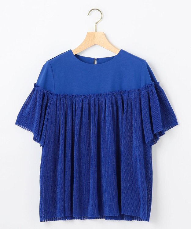 組曲 S プリーツコンビ5分袖 カットソー ウルトラマリンブルー系