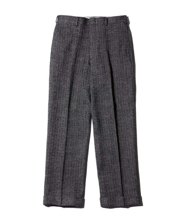 J.PRESS MEN 【J.PRESS ORIGINALS】WOOL/LINEN TWEED PIPED STEM SLACKS グレー系1
