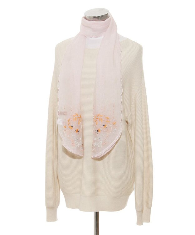 MOONBAT ルナルーチェ ロカ CHANDNI シルクコットン ビーズ刺繍ストール ピーチ