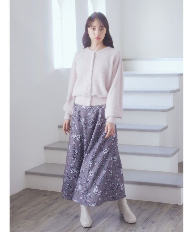 earth music&ecology ミニシャギーパールボタンカーディガン Light Pink