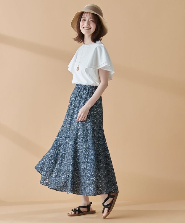 ANY 【シワになりにくい】ダブルフレアスリーブカットソー オフ