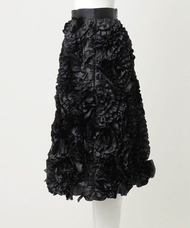 23区 【R(アール)】サテンエンブロイダリー スカート ブラック系