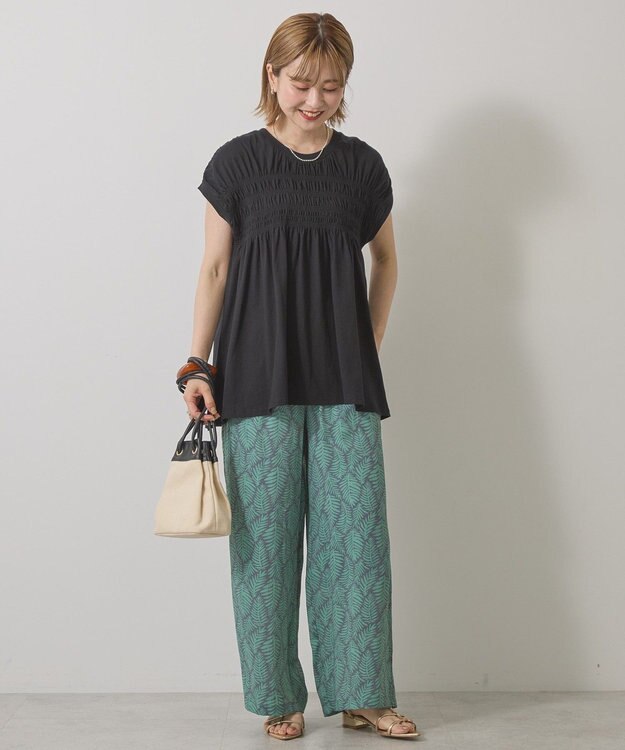 AMERICAN HOLIC シャーリング半袖フレアプルオーバー Black