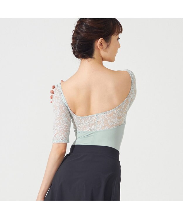 Chacott ◎【Nela ライン】ハーフスリーブレオタード アクアグリーン