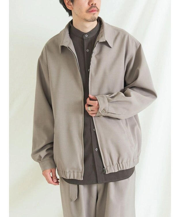 CRAFT STANDARD BOUTIQUE ポリエステルツイルスポーツジャケット Gray Beige
