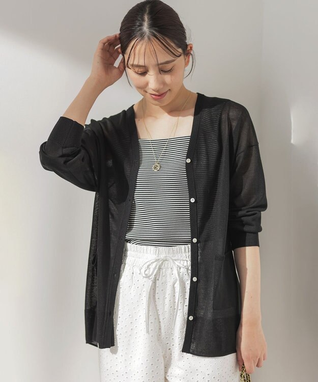 組曲 テレコスクエア タンクトップ ブラックボーダー系1