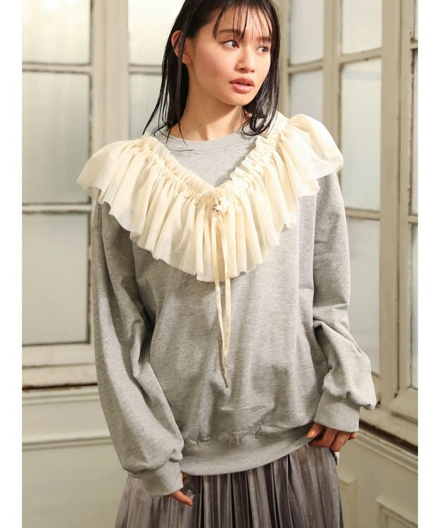 Green Parks ・ＳＵＧＡＲ　ＳＰＯＯＮ　３ｗａｙチュールフリルスウェット Gray Mixture