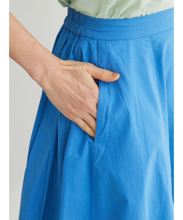 Green Parks インド綿 ボリュームポプリンスカート Blue