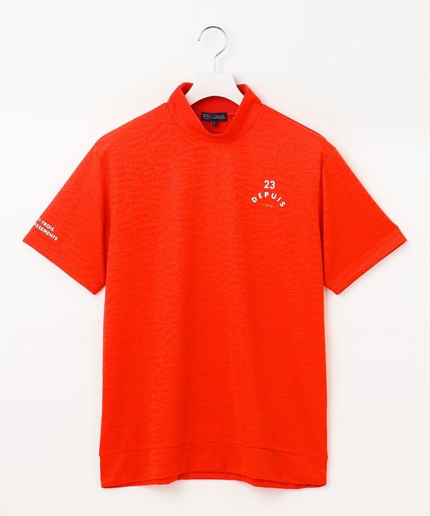 23区GOLF 【MEN】【吸水速乾/UVケア】ＹＥＬＬ柄ジャガード モックネック オレンジ系