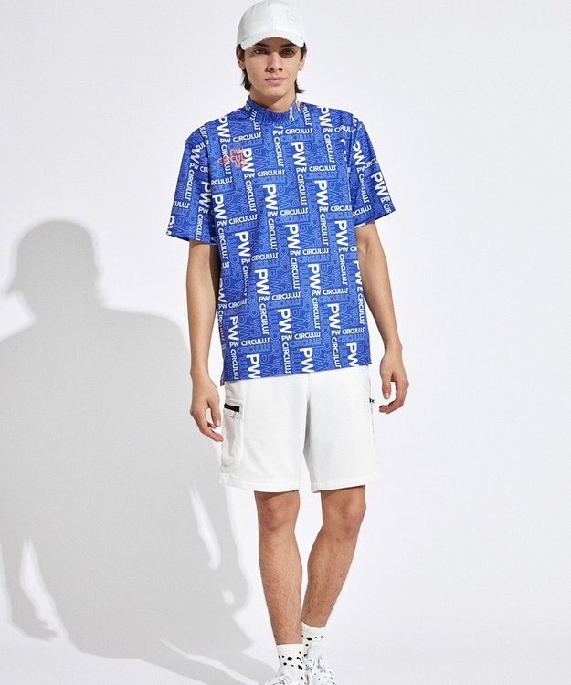 PW CIRCULUS 【UVカット / 吸水速乾 / 伸縮性抜群】【MEN】PWロゴ柄モック サックスブルー系5