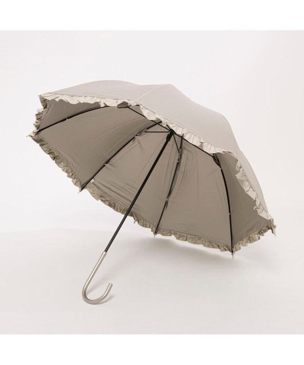 UNBILLION カシュネ cachenez / PUバイカラーフリルバルーンショートパラソル ダークベージュ