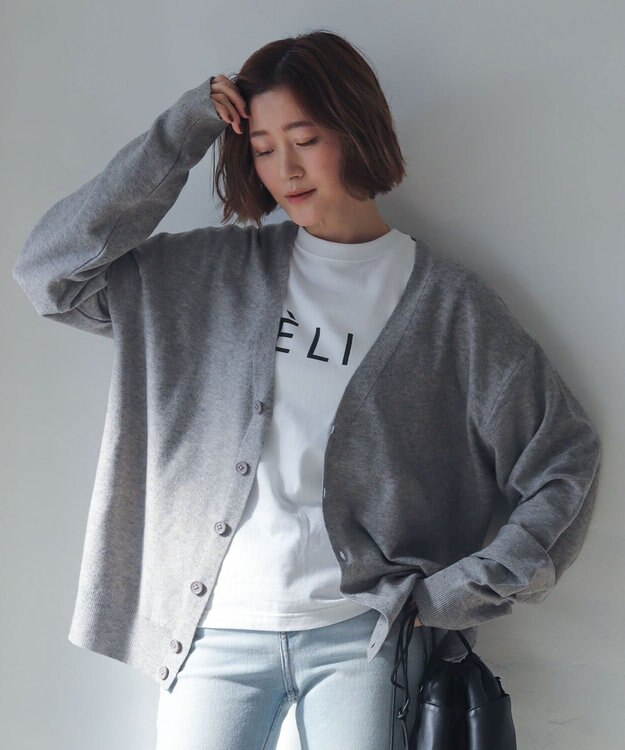 WEGO 【WEB限定/2025年秋冬新作//洗濯可/MLサイズ展開/ユニセックス着用ITEM】ドロップショルダーカーディガン グレー