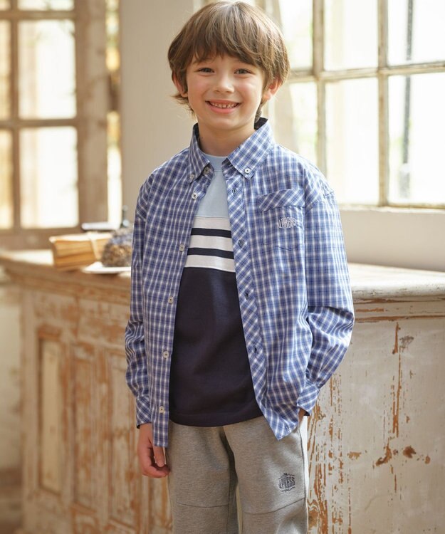 J.PRESS KIDS 【110-130cm】オックス チェックシャツ ブルー系3