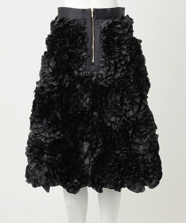 23区 【R(アール)】サテンエンブロイダリー スカート ブラック系