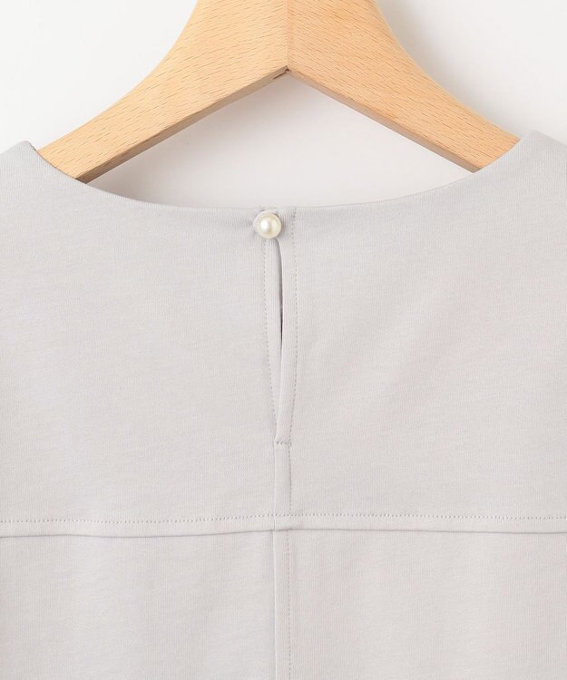 組曲 【洗える】レリーフスリーブジャージー カットソー ブルーグレー系