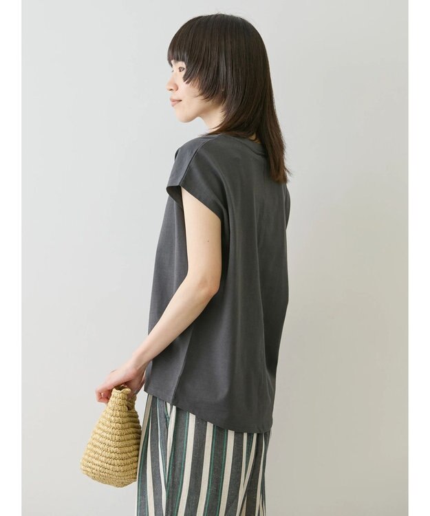 AMERICAN HOLIC 接触冷感フレンチスリーブカットプルオーバー Charcoal Gray