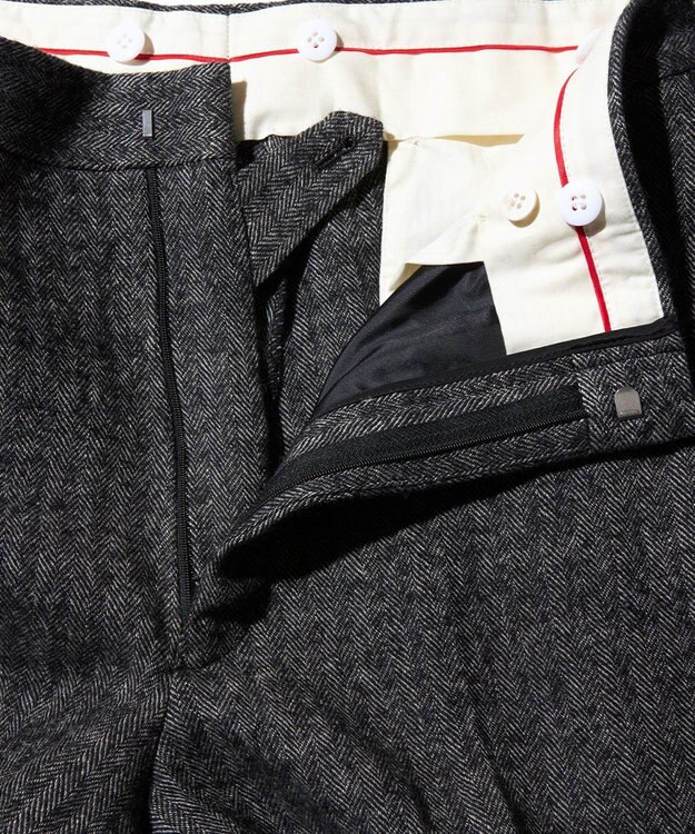 J.PRESS MEN 【J.PRESS ORIGINALS】WOOL/LINEN TWEED PIPED STEM SLACKS グレー系1