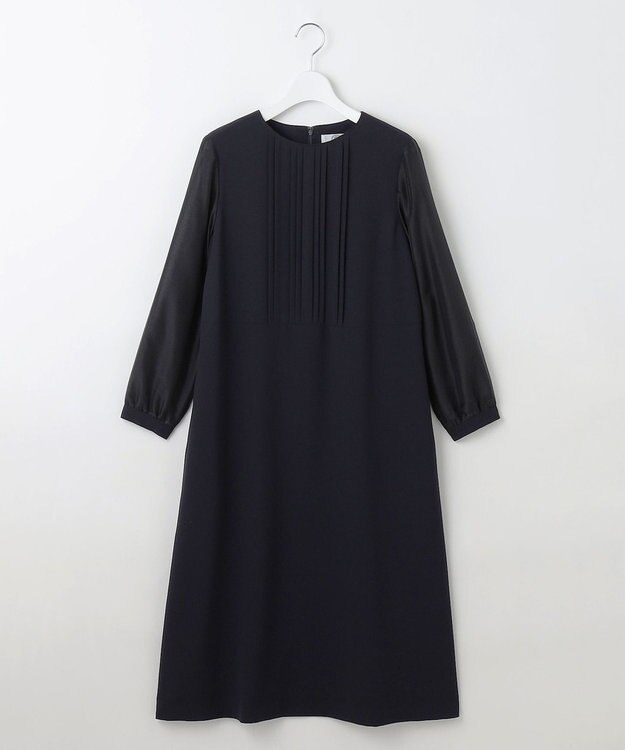 J.PRESS LADIES 【洗える】ノルディス2wayジョーゼット タックディテール ワンピース ネイビー系