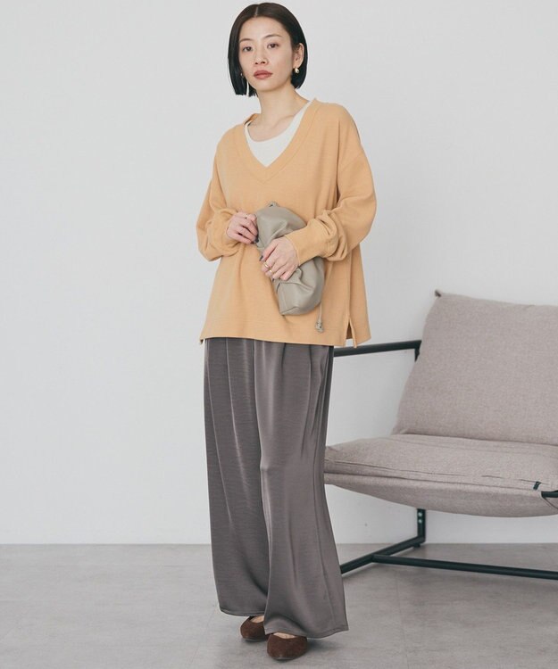 AMERICAN HOLIC Ｖネックスムース起毛プルオーバー Orange