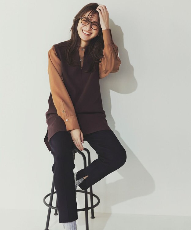 自由区 【洗える/セット可】レーヨンストレッチ テーパードパンツ ブラック系