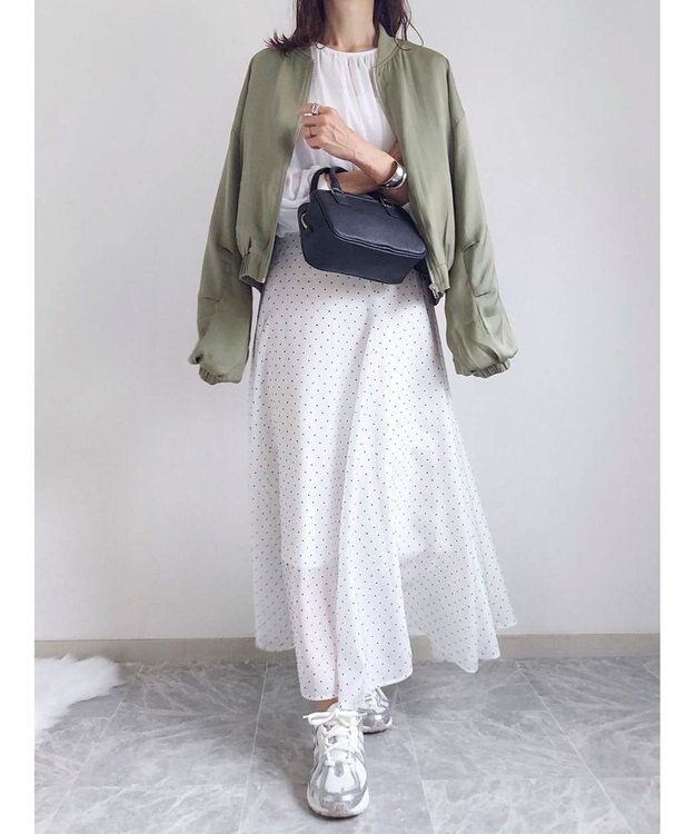 Green Parks AnriettMusee ドットフレアーロングスカート Off White