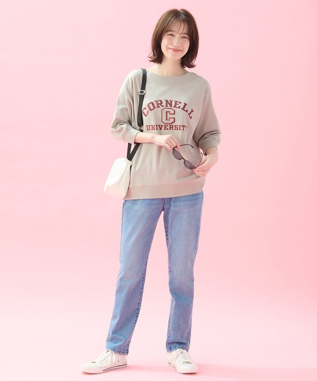 ANY カレッジコラボトレーナー エクリュ×レッド刺繡(CORNELL)