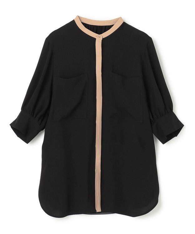 BEIGE， SIBYLLE /  配色カラーパフスリーブブラウス Black  x L.Camel