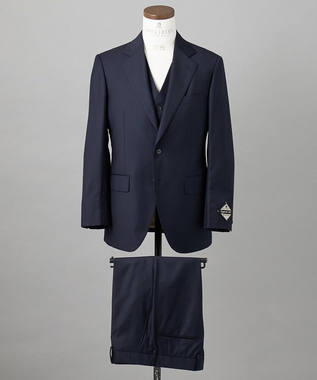 GOTAIRIKU シワになりにくい【御幸毛織/みゆきけおり】Superior160s 3ピーススーツ（ネイビー） ネイビー系