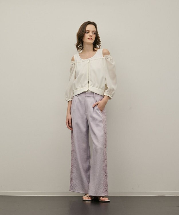 GRACE CONTINENTAL サイドレースパンツ ラベンダー