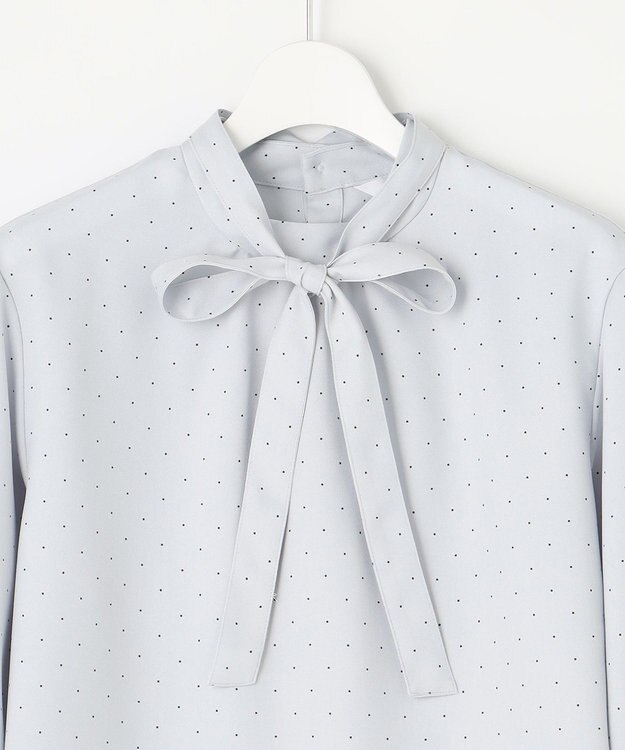 J.PRESS LADIES 【洗える・吸水速乾】 ライトアムンゼンドットPT リボン ブラウス サックスブルー系5