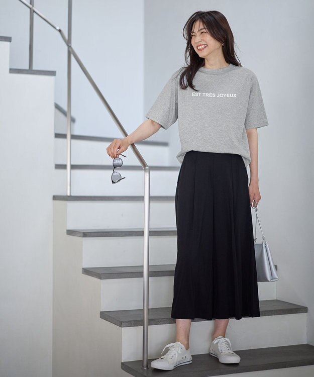 ANY 【汗ジミ防止加工】シルケットスムース半袖ロゴTシャツ トップグレー