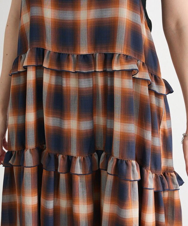 Green Parks ・Ｐｅｔｉｔ　Ｆｌｅｕｒ　オンブレーチェックキャミワンヒ Brown