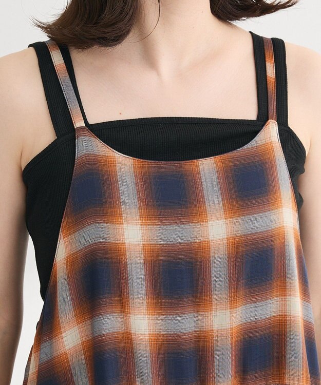 Green Parks ・Ｐｅｔｉｔ　Ｆｌｅｕｒ　オンブレーチェックキャミワンヒ Brown