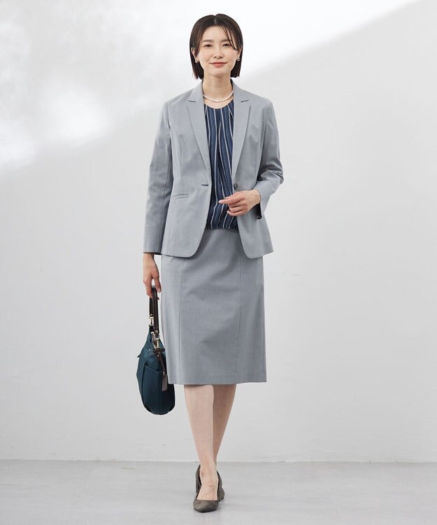 J.PRESS LADIES 【セットアップ対応・洗える・撥水】コットンFITTY テーラード ジャケット グレー系