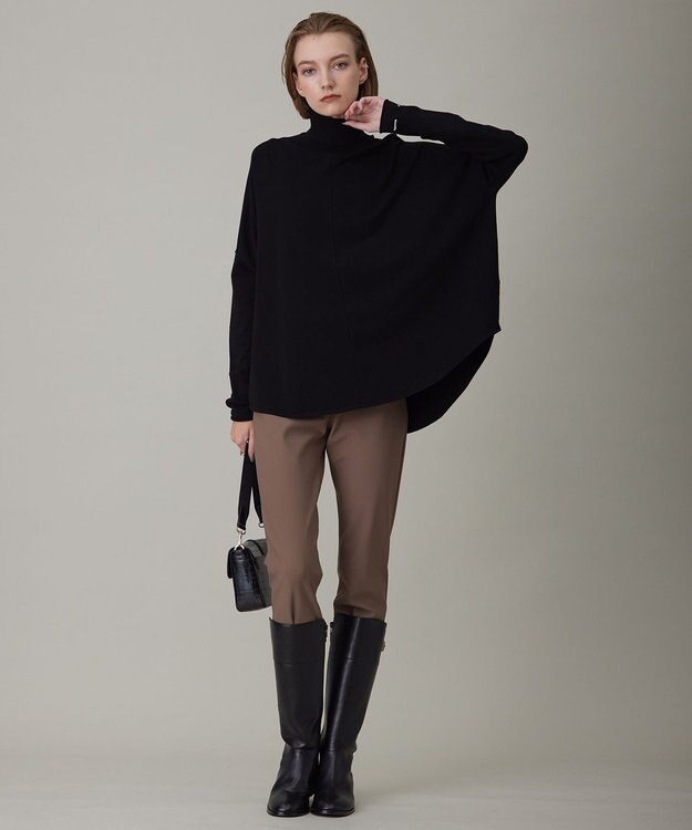 ICB 【洗える】ヴィスコースワイド ハイネックプルオーバー ブラック系