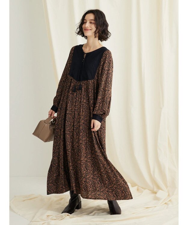 CRAFT STANDARD BOUTIQUE レーヨンキルト切り替えワンピース Flower