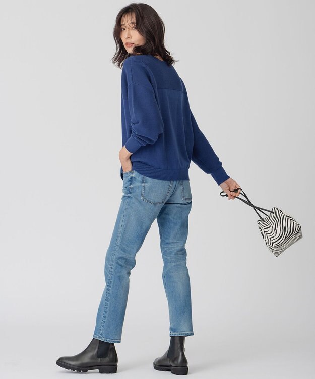 23区 【前後着用可能】コットンカシミヤ ニット ブルー