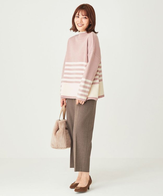 ANY SIS 【洗える】ハイウエストソフトテーパード パンツ ブラウン系